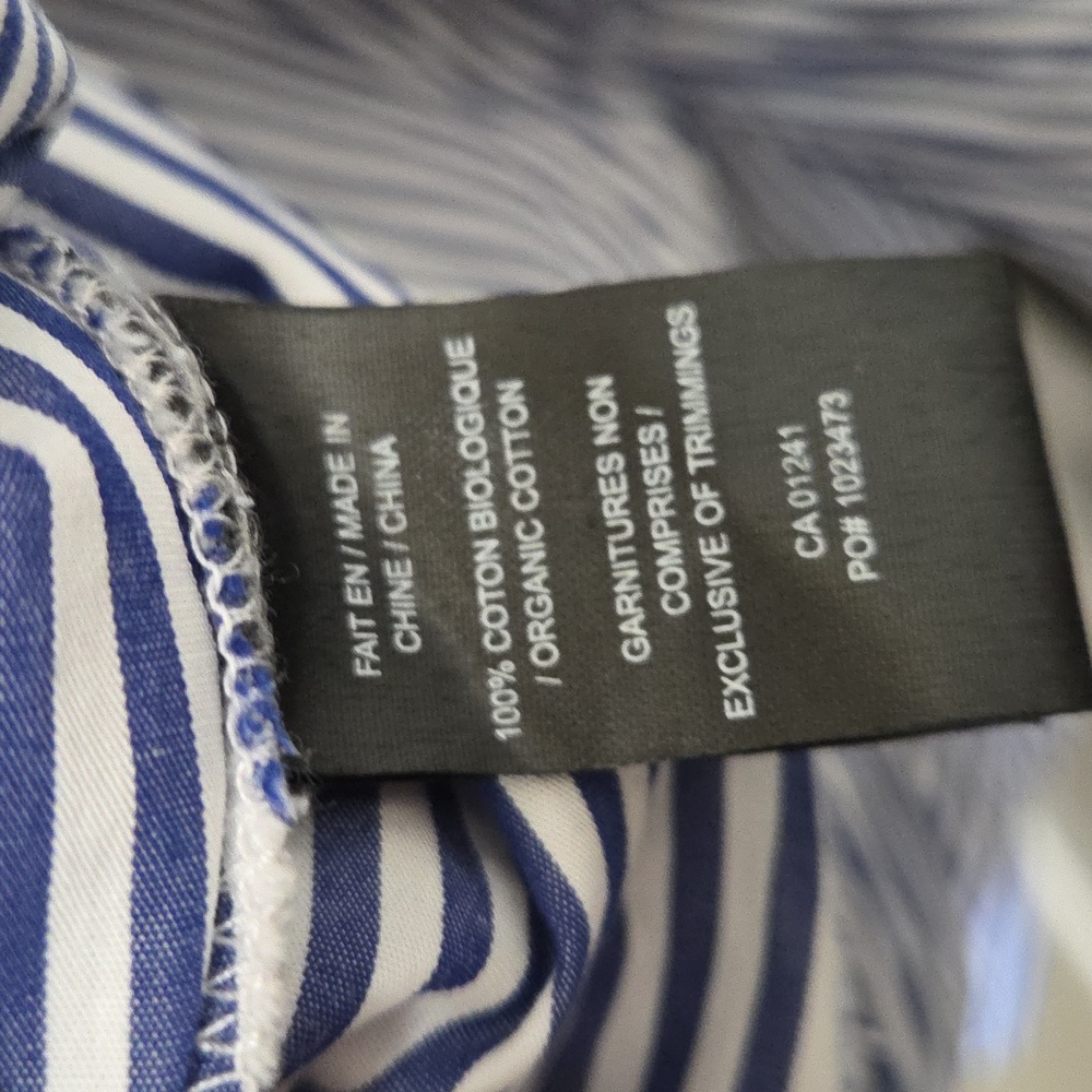 Icone Par Simons Blue & White Pinstripe Tiered Ruffle Mini Dress Long Sleeve - Picture 8 of 8